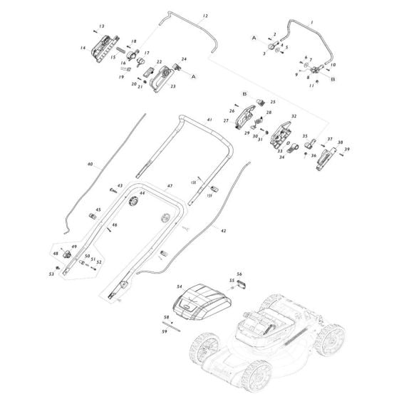 Handle Assembly for Makita LM001G Mower