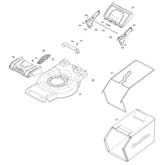 Deck Assembly for Makita LM001G Mower