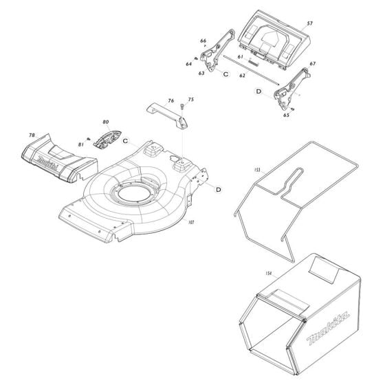 Deck Assembly for Makita LM002G Mower