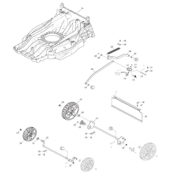 Wheel Assembly for Makita LM002J Mower