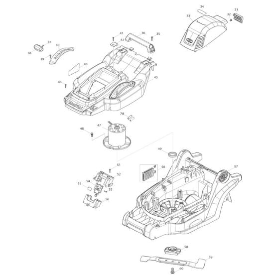 Battery, Motor Assembly for Makita LM003G Mower