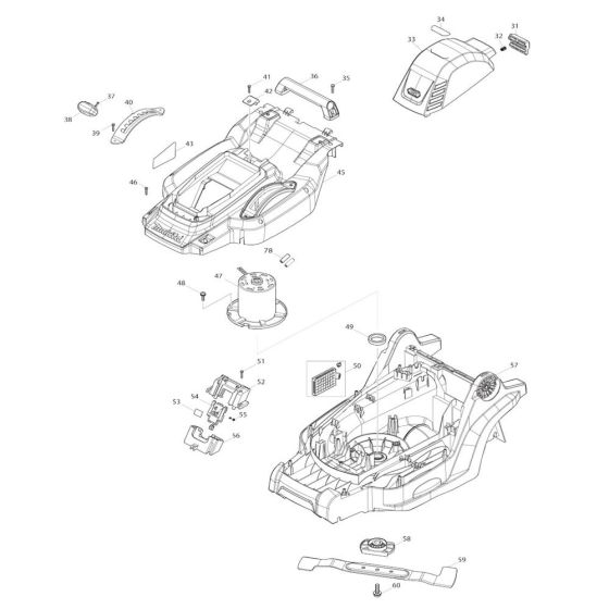 Battery, Motor Assembly for Makita LM004G Mower