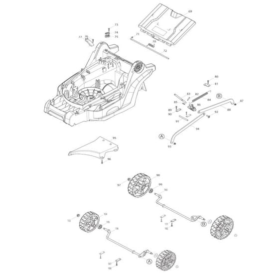 Deck, Wheel Assembly for Makita LM004G Mower