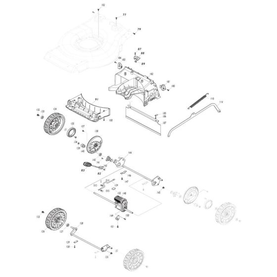 Wheel Assembly for Makita LM004J Mower