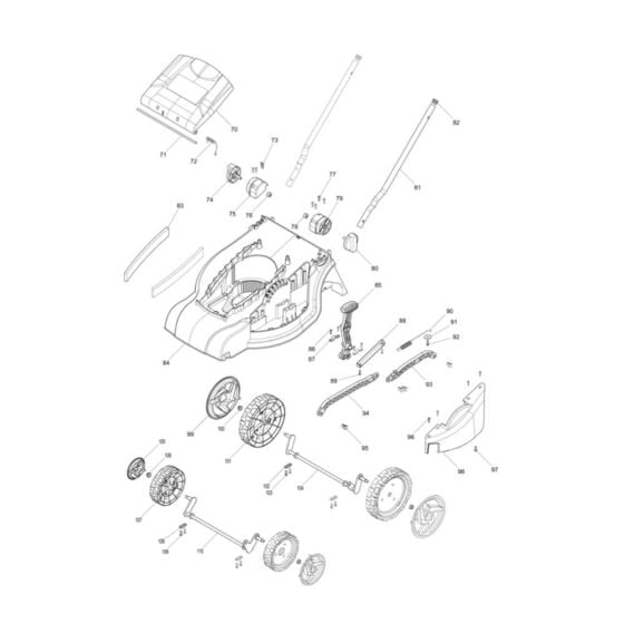 Deck, Wheel Assembly for Makita LM381D Mower