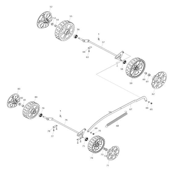 Wheel Assembly for Makita LM430D Mower