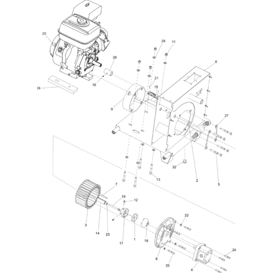 Engine and Pump Assy for Atlas Copco LP13-30 EU Power Packs (from s/n BGF024738 onwards)