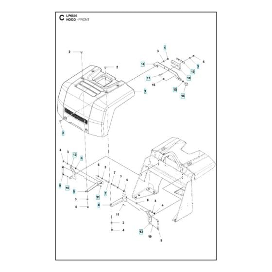 Front Hood Assembly for Husqvarna LP 6505 Roller