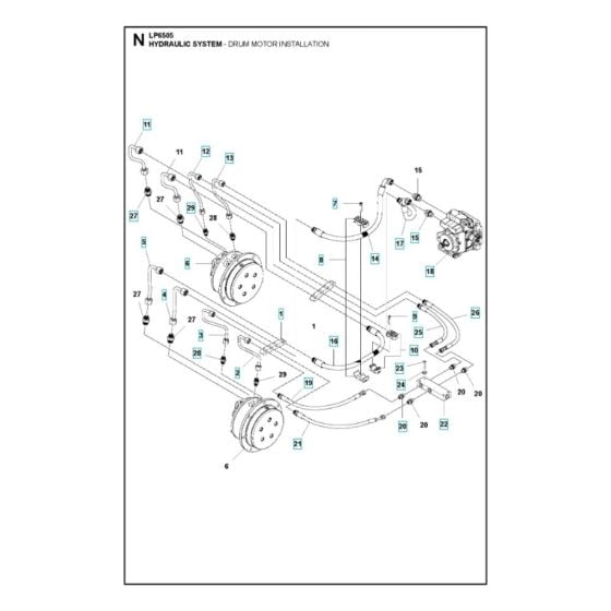 Drum Motor Hydraulic System Assembly for Husqvarna LP 6505 Roller