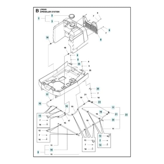 Sprinkler System Assembly for Husqvarna LP 6505 Roller