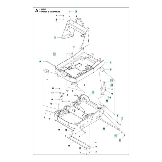 Frame, Scraper Assembly for Husqvarna LP 6505 Roller