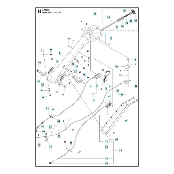 Handle Non-EPA Assembly for Husqvarna LP 6505 Roller