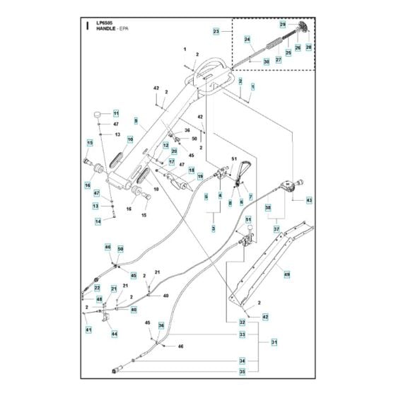 Handle EPA Assembly for Husqvarna LP 6505 Roller