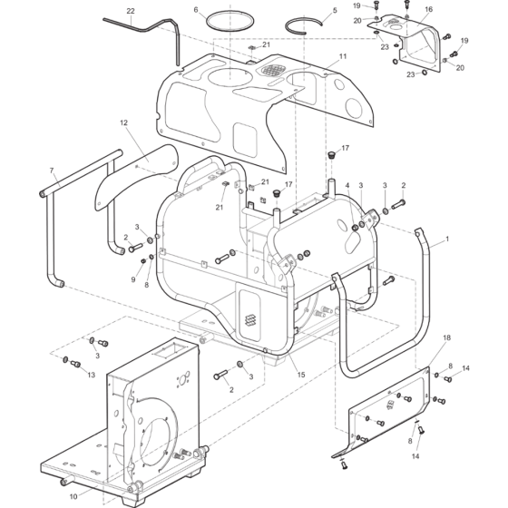 Frame and Cowl Assy for Atlas Copco LP9-20P PAC Power Packs (from s/n BGF002671 to BGF077871)