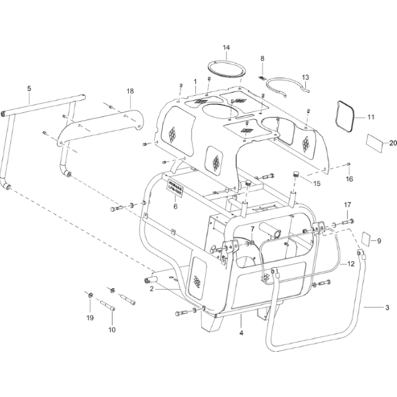 Frame and Cowl Assy for Atlas Copco LP9-20E PAC-Electrical Power Packs (from s/n BGF077872 onwards)