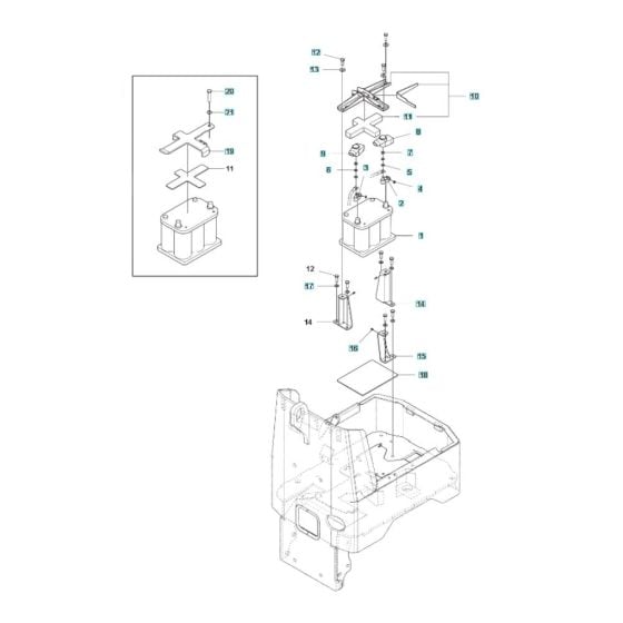 Battery Assembly for Husqvarna LP 9505 Roller