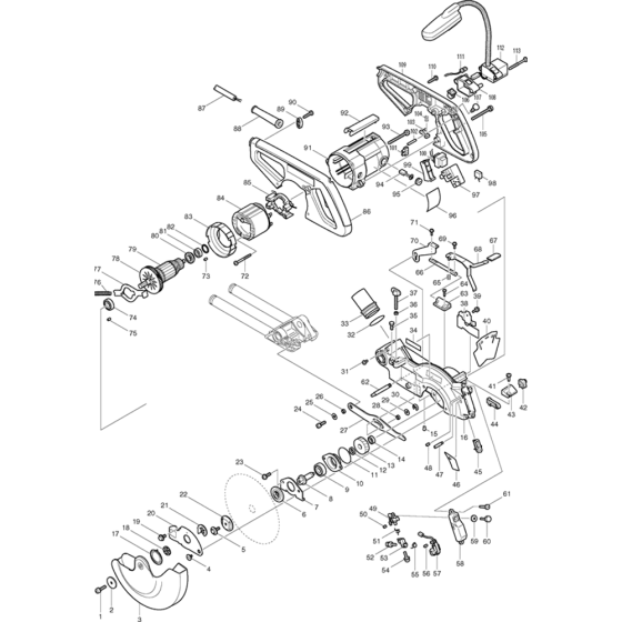 Main Assembly for Makita LS0714FL Mitre Saw