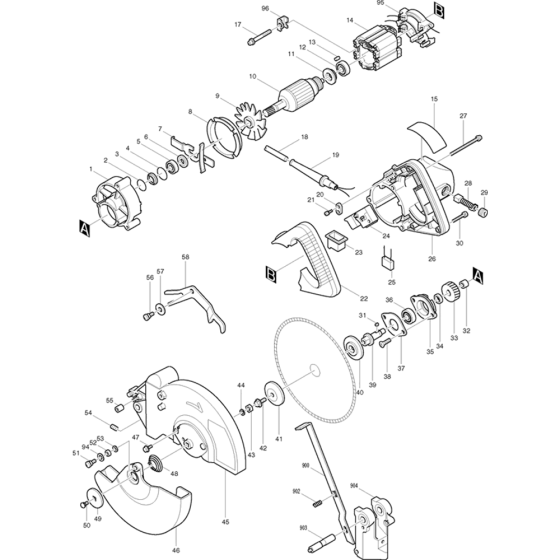 Main Assembly for Makita LS0810 Mitre Saw