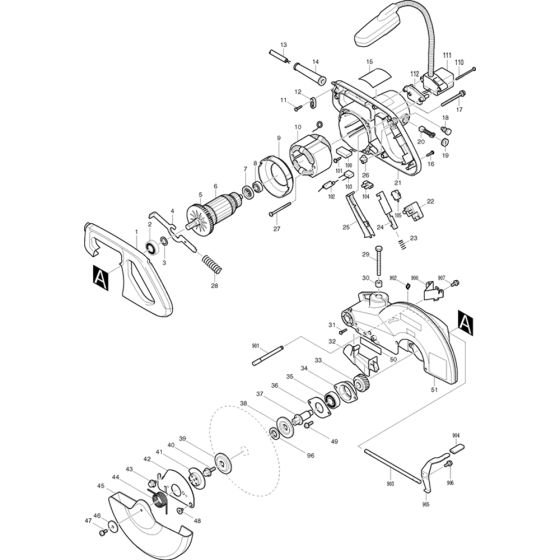 Main Assembly for Makita LS1040F Mitre Saw