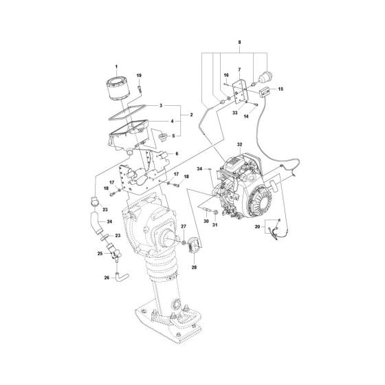 Air Filter, Engine for Husqvarna LT5005 Trench Rammer