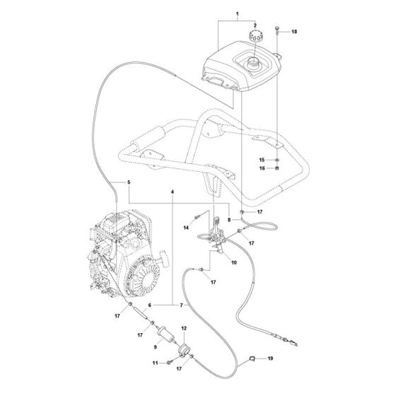 Throttle Control, Fuel System for Husqvarna LT6005 Trench Rammer