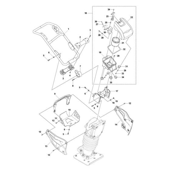 Handle, Covers for Husqvarna LT6005 Trench Rammer