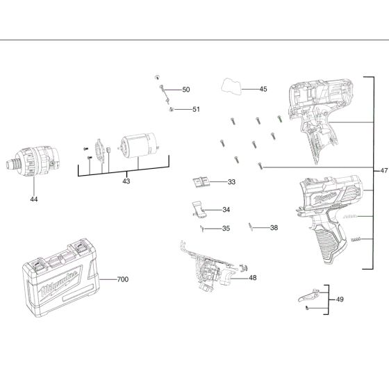 Assembly for Milwaukee M12BD Drill Drivers