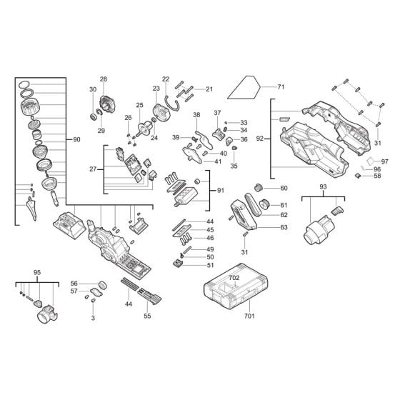 Complete Assembly for Milwaukee M12BLP Cordless Planer