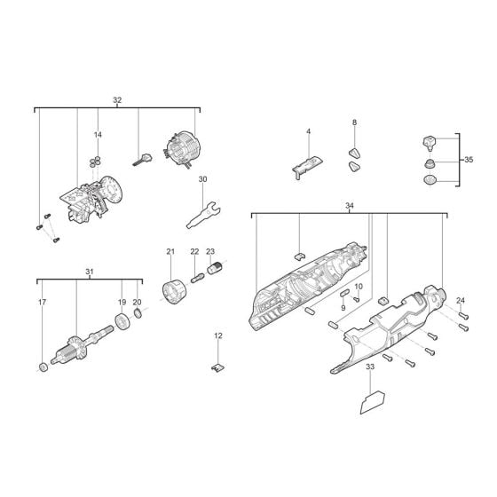 Complete Assembly for Milwaukee M12BLROT Rotary Tool