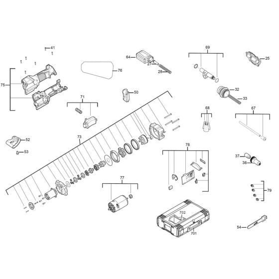 Complete Assembly for Milwaukee M12BPRT Cordless Rivet Guns