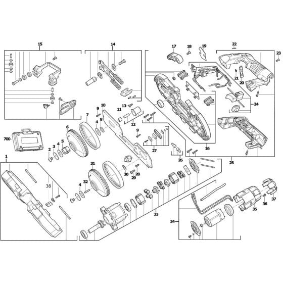 Complete Assembly for Milwaukee M12BS Cordless Bandsaw