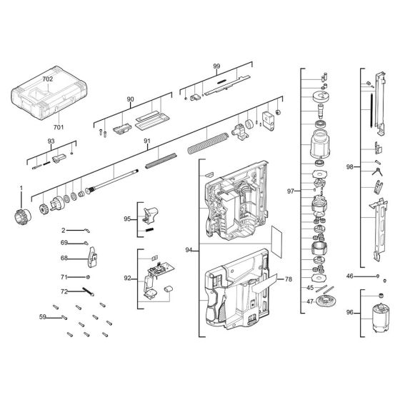 Complete Assembly for Milwaukee M12BST Cordless Nail Gun