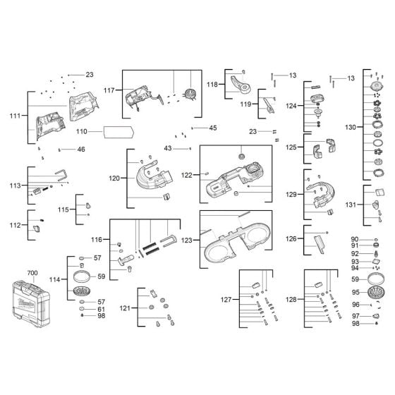 Complete Assembly for Milwaukee M12FBS64 Cordless Bandsaw