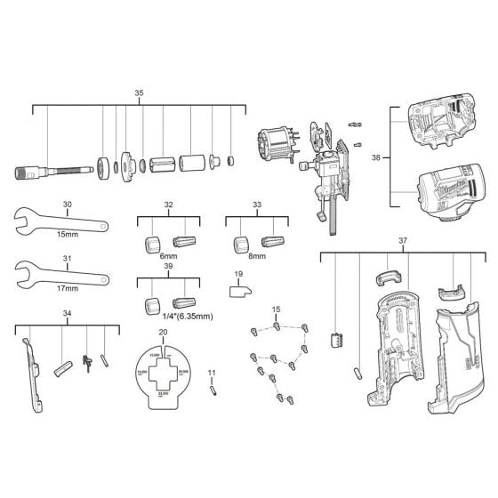 Complete Assembly for Milwaukee M12FDGA Cordless Angle Grinder