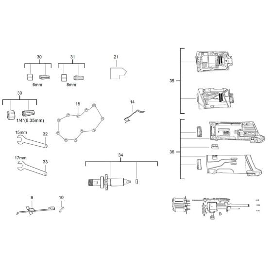 Complete Assembly for Milwaukee M12FDGS Cordless Straight Grinder