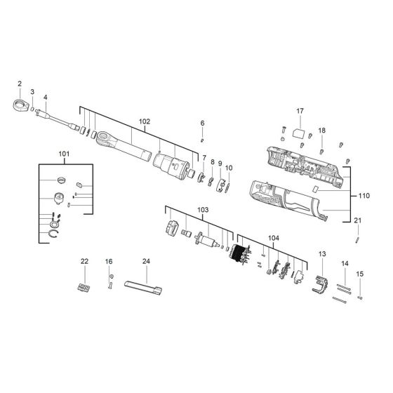 Complete Assembly for Milwaukee M12FHIR14LR Cordless Ratchet