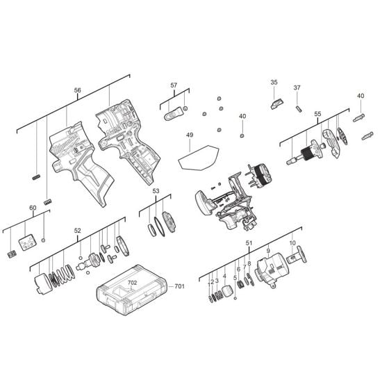 Complete Assembly for Milwaukee M12FID2 Cordless Impact Driver