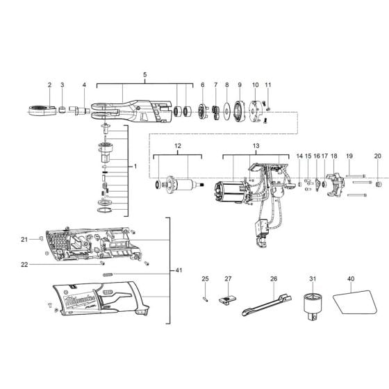 Complete Assembly for Milwaukee M12FIR12 Cordless Ratchet