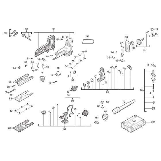 Complete Assembly for Milwaukee M12FJS Cordless Jigsaw