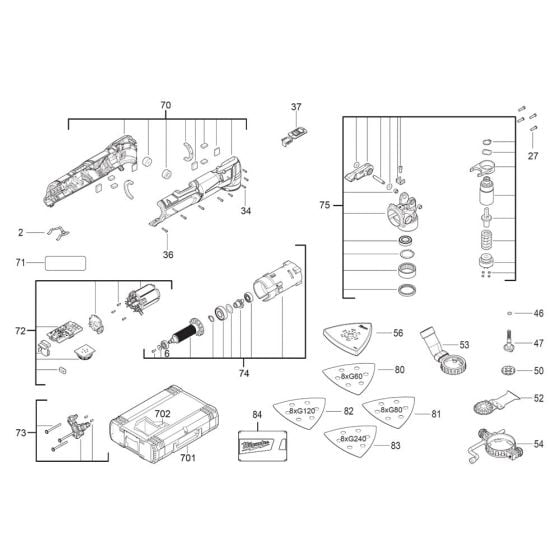 Complete Assembly for Milwaukee M12FMT Multi-Tool