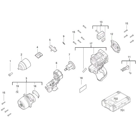 Complete Assembly for Milwaukee M12FPD2 Percussion Drill