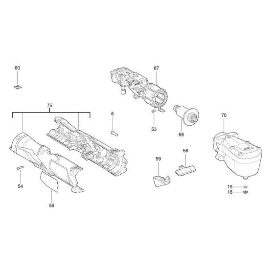 Complete Assembly for Milwaukee M12FRAIWF12 Cordless Impact Wrench