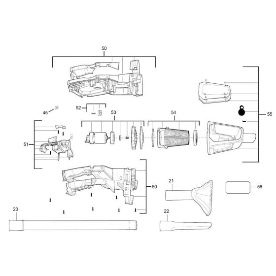 Complete Assembly for Milwaukee M12HV Dust Extractor