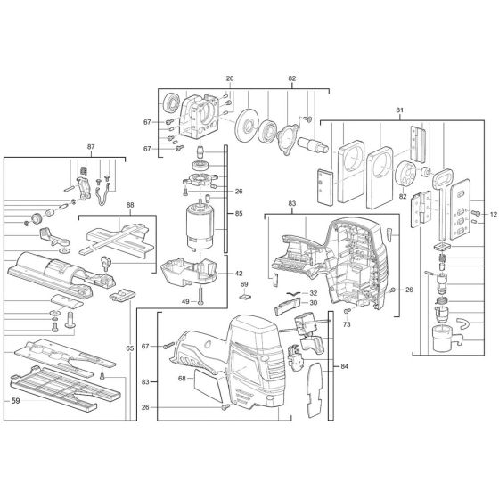 Complete Assembly for Milwaukee M12JS Cordless Jigsaw