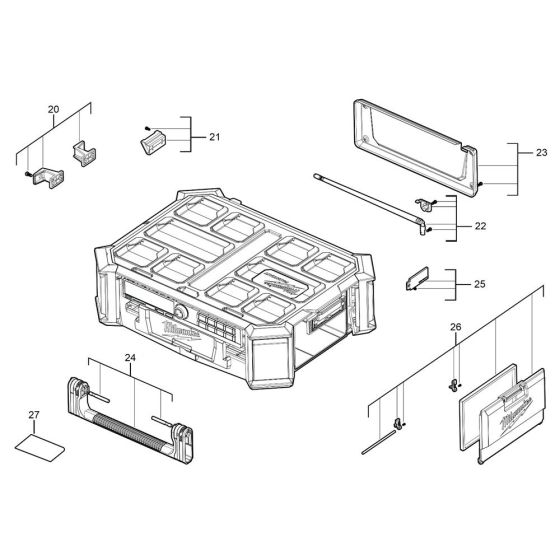 Complete Assembly for Milwaukee M18 PRCDAB Radio