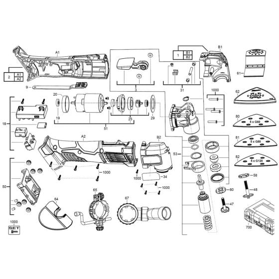 Complete Assembly for Milwaukee M18BMT Multi-Tool