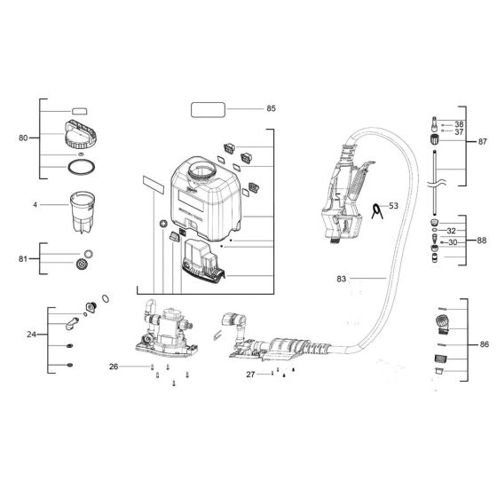 Complete Assembly for Milwaukee M18 BPFP-CST Sprayer