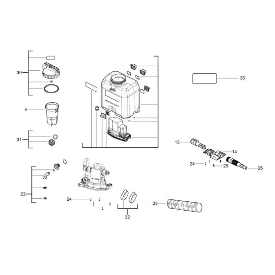 Complete Assembly for Milwaukee M18 BPFP-WST Sprayer