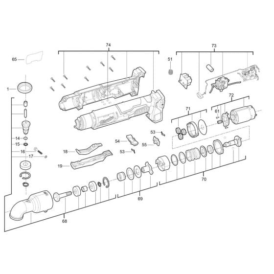 Complete Assembly for Milwaukee M18BRAIW Cordless Impact Wrench