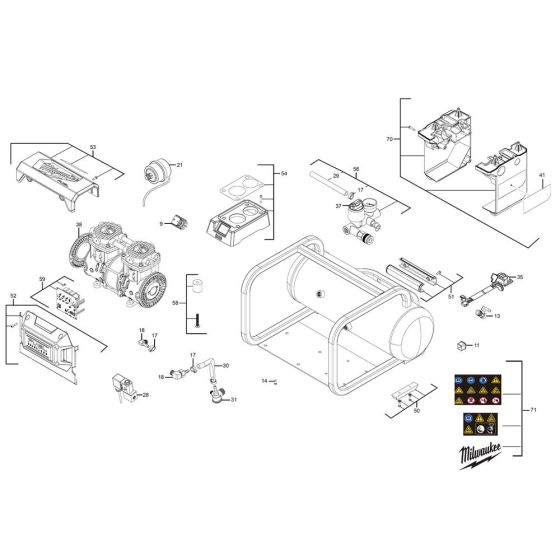 Complete Assembly for Milwaukee M18FAC Air Compressor